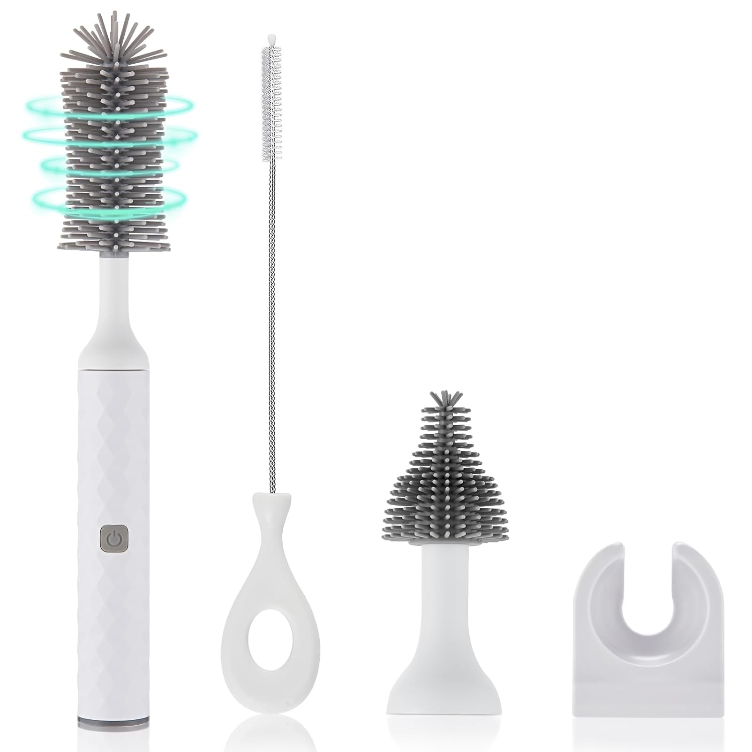 Electric Baby Bottle Brush Set, Multi-Purpose Cleaner Brushes,360°high-Speed Rotation Cleaning,1500mAh,Waterproof IPX65,Perfect Baby Bottle Brushes,White