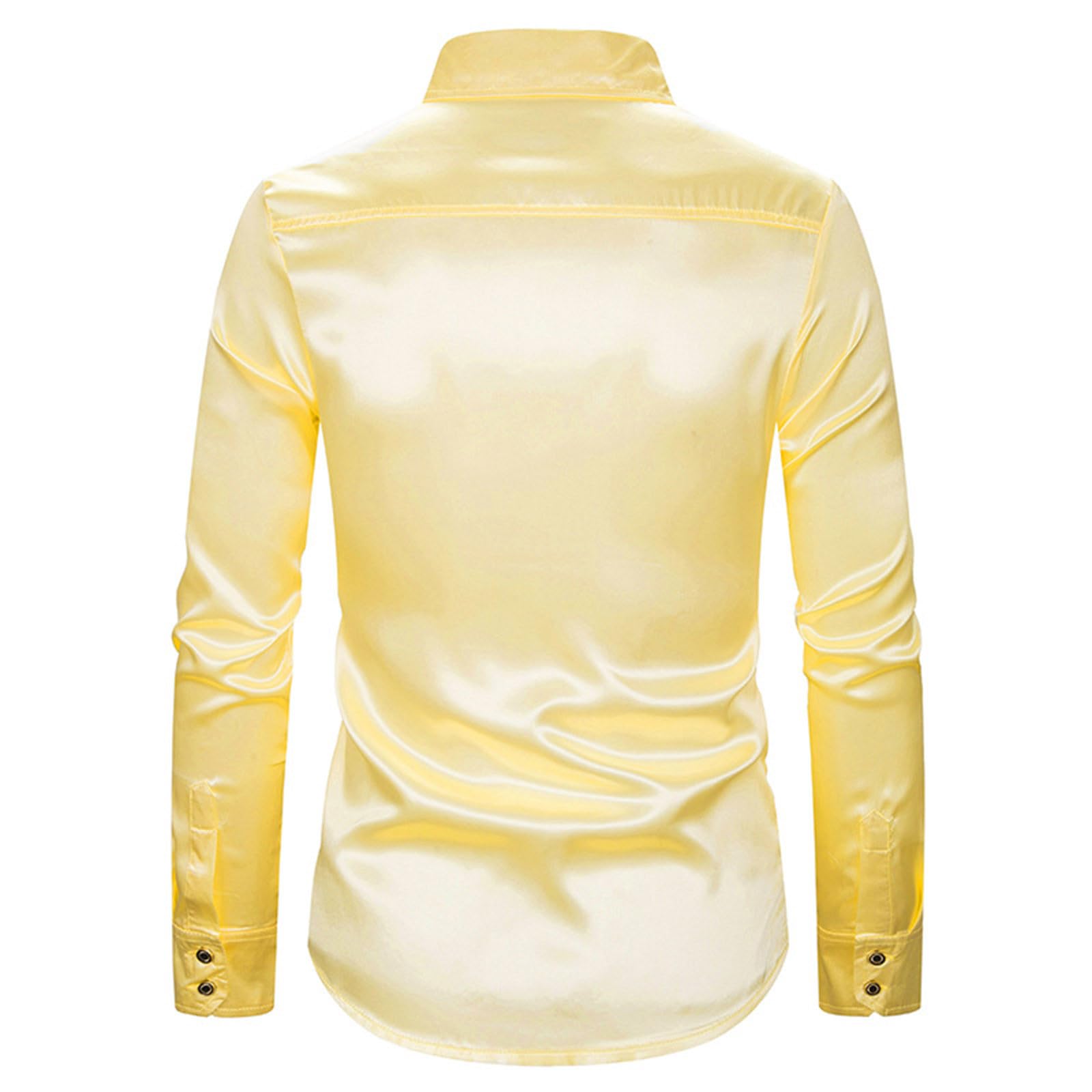 2025- Camisa Lentejuelas Hombre Cuello Reverso-Camisa Manga Larga Color Sólido Casual Pasaportos Clásicos Cómodo Elegante Blusa para Todos los Días Disco Fiesta De Baile Ropa