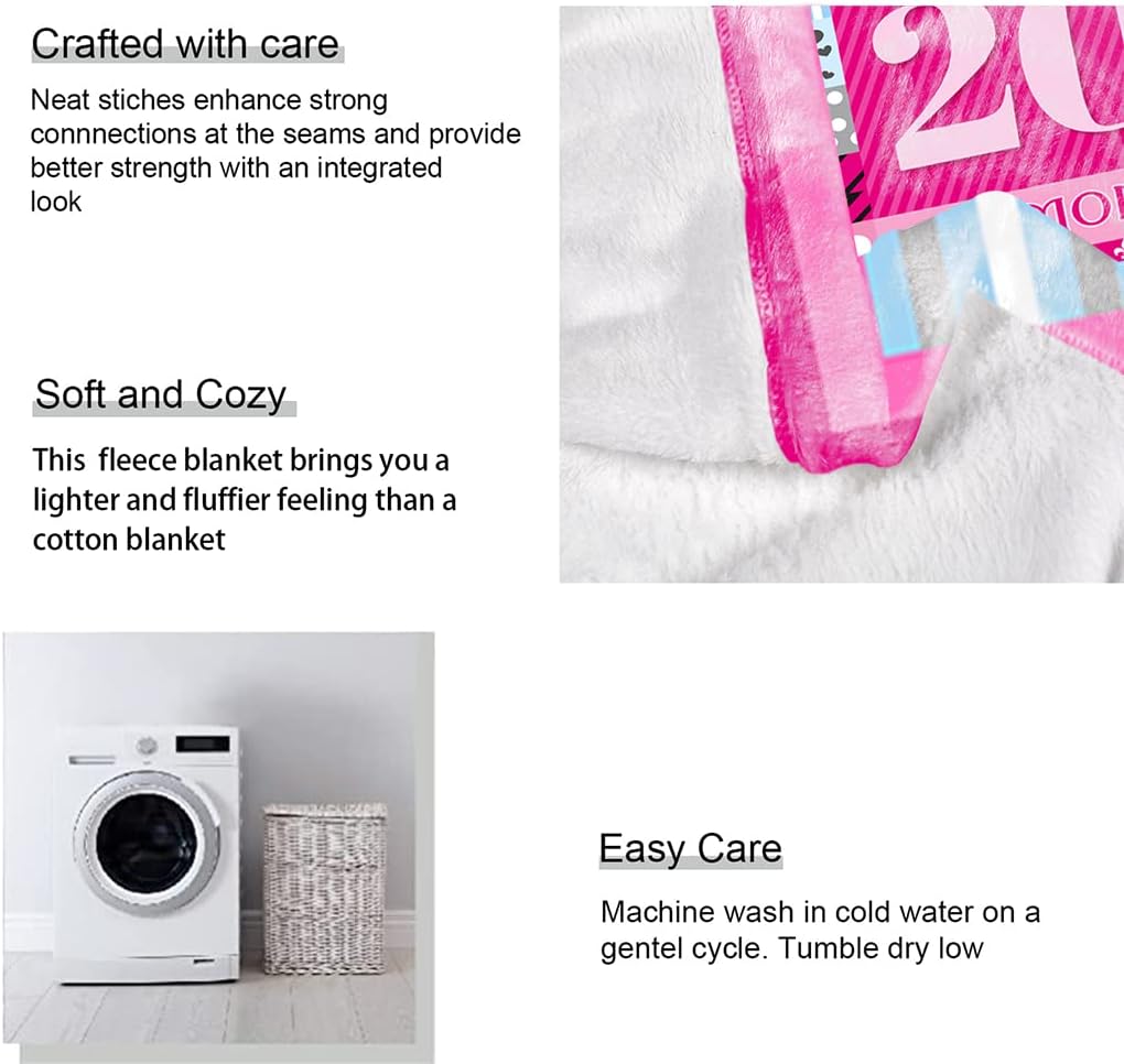 20 Year Old Girl Birthday Gifts, Pink Love Rose Elements Happy Birthday Blanket, Sweet 20 Gifts for Girls Daughters Sisters Friends, 50"x60" - Image 6