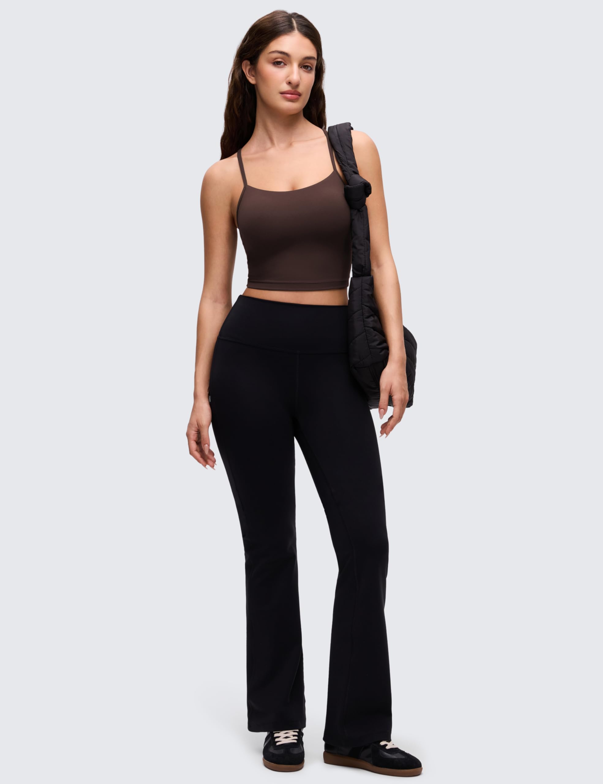 CRZ YOGA Kobiety Butterluxe Y Z powrotem Longline Sportowy biustonosze - Spaghetti Straps Racerback Wyściełkowane Yoga Workout Crop Tank Top