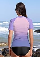 Vista 25 de BesserBay Women’s Rash Guard Shirt UPF 50+ Half Zip Short Sleeve Quick Dry Swim Shirt Swimsuit Tops
