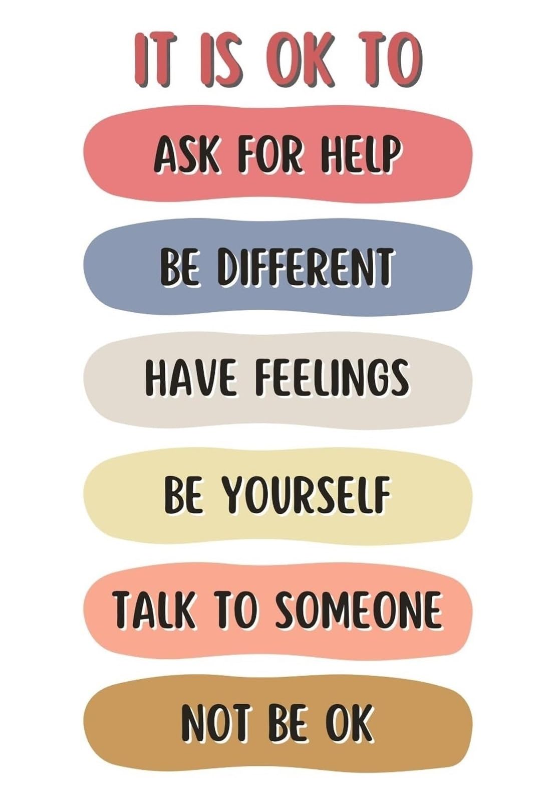 LLBOGRGGN Mental Health Poster It Is Ok To Affirmations Wall-Art for Office Counselor Office Classroom School(Unframed,12x18inch(30x45cm))