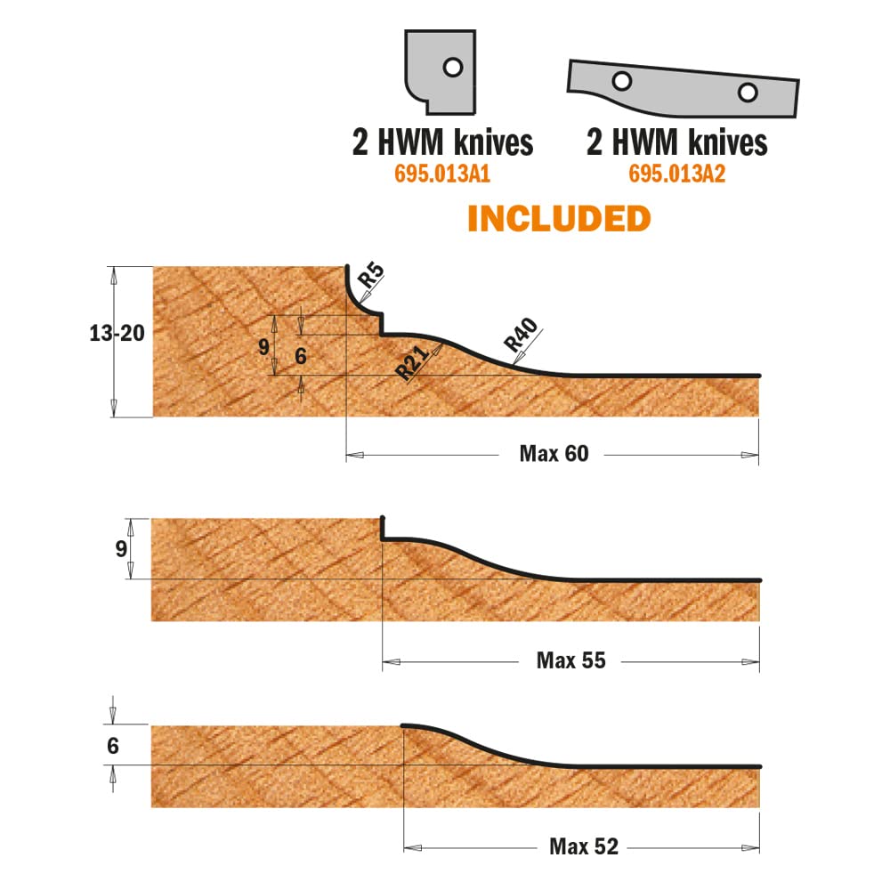 CMT 694.013.30 TESTA PER ANTINE PROFILO ORIZZONTALE HW Z2+2 D=183X30X30