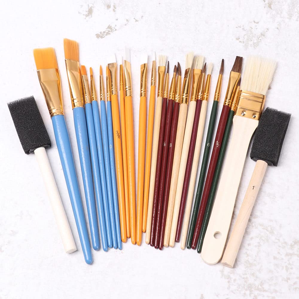 25 unids/Set Dibujo Pintura Pinceles de Nailon Conjunto de Obra de Arte con Acuarela Pinceles de Pintura Conjunto Artista Herramientas de Dibujo Accesorios