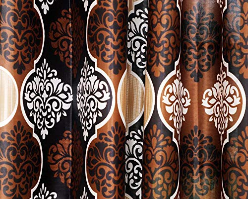 Image of Exporthub 2 Pieces Fancy Design Brown Floral Polyester Eyelet Window Curtains - Length 5 Feet, (EHSPR718 54)