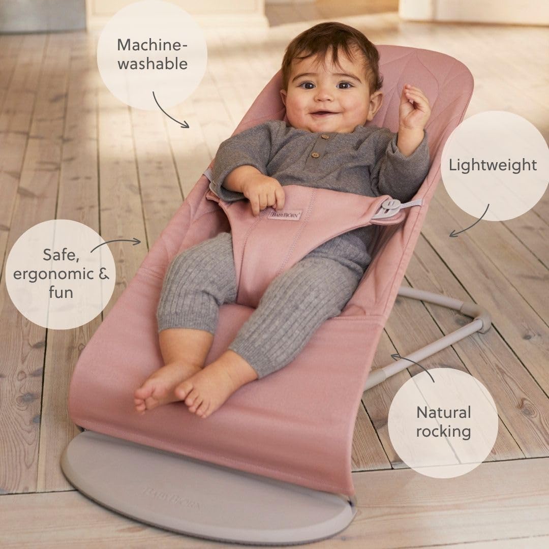 BabyBjörn Babywippe Bliss, Gewebt, Blütenblatt-Steppung, Altrosa
