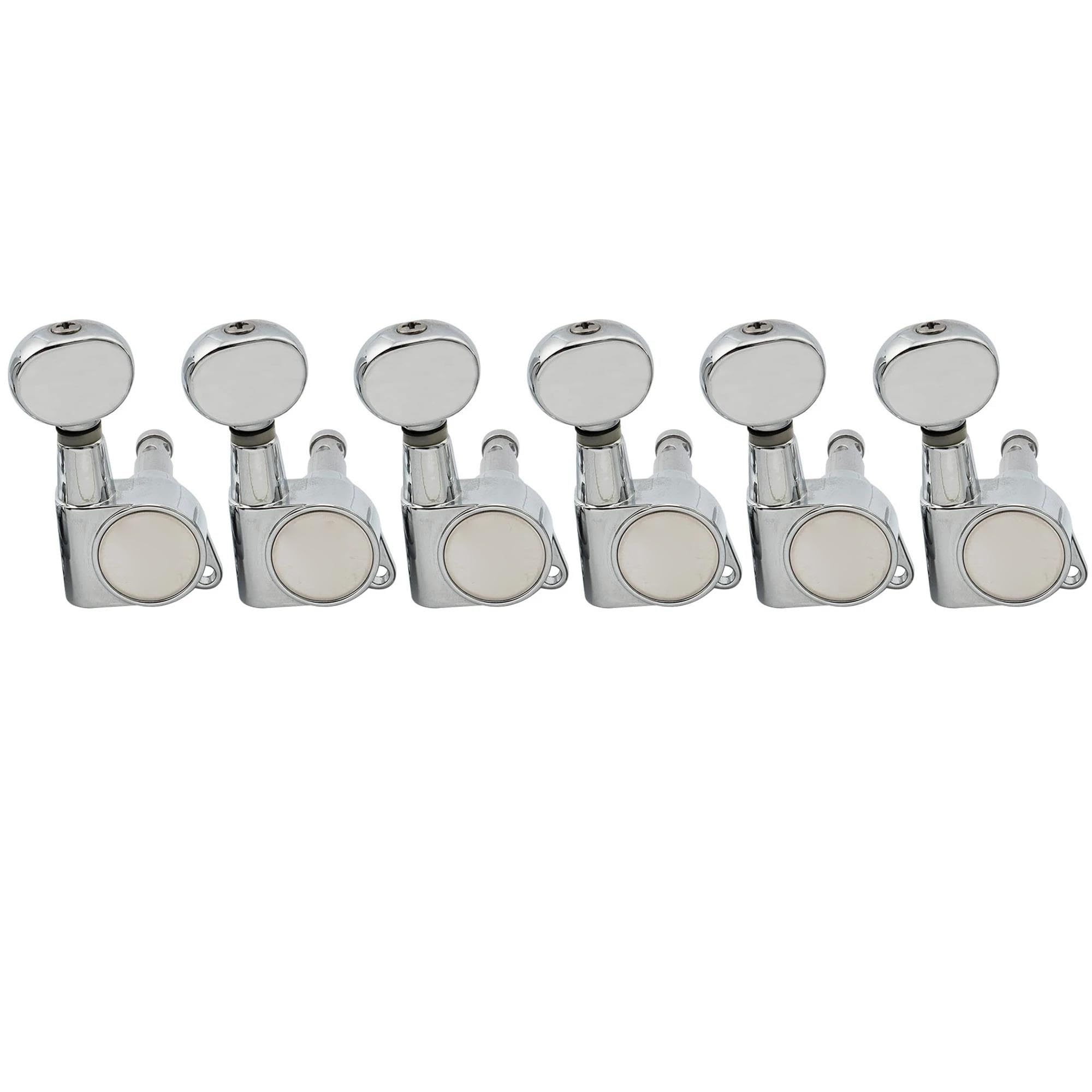 3R 3L Kołki Do Strojenia Gitary Stosunek 19:1 W Pełni Uszczelniony Tuner Głowicy Maszynowej Klucz Do Strojenia Gitary Elektrycznej Z Owalnym Przyciskiem(6 Pcs R Chrome)