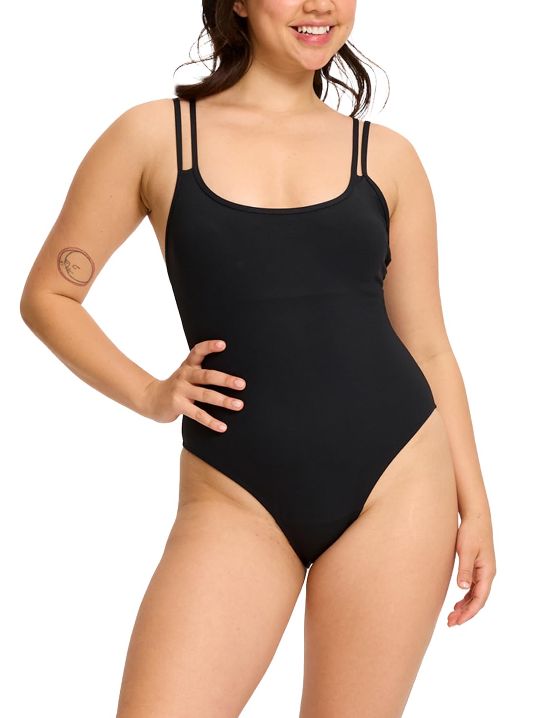 Modibodi Maillot de bain une pièce à double bretelle Noir 40 ml