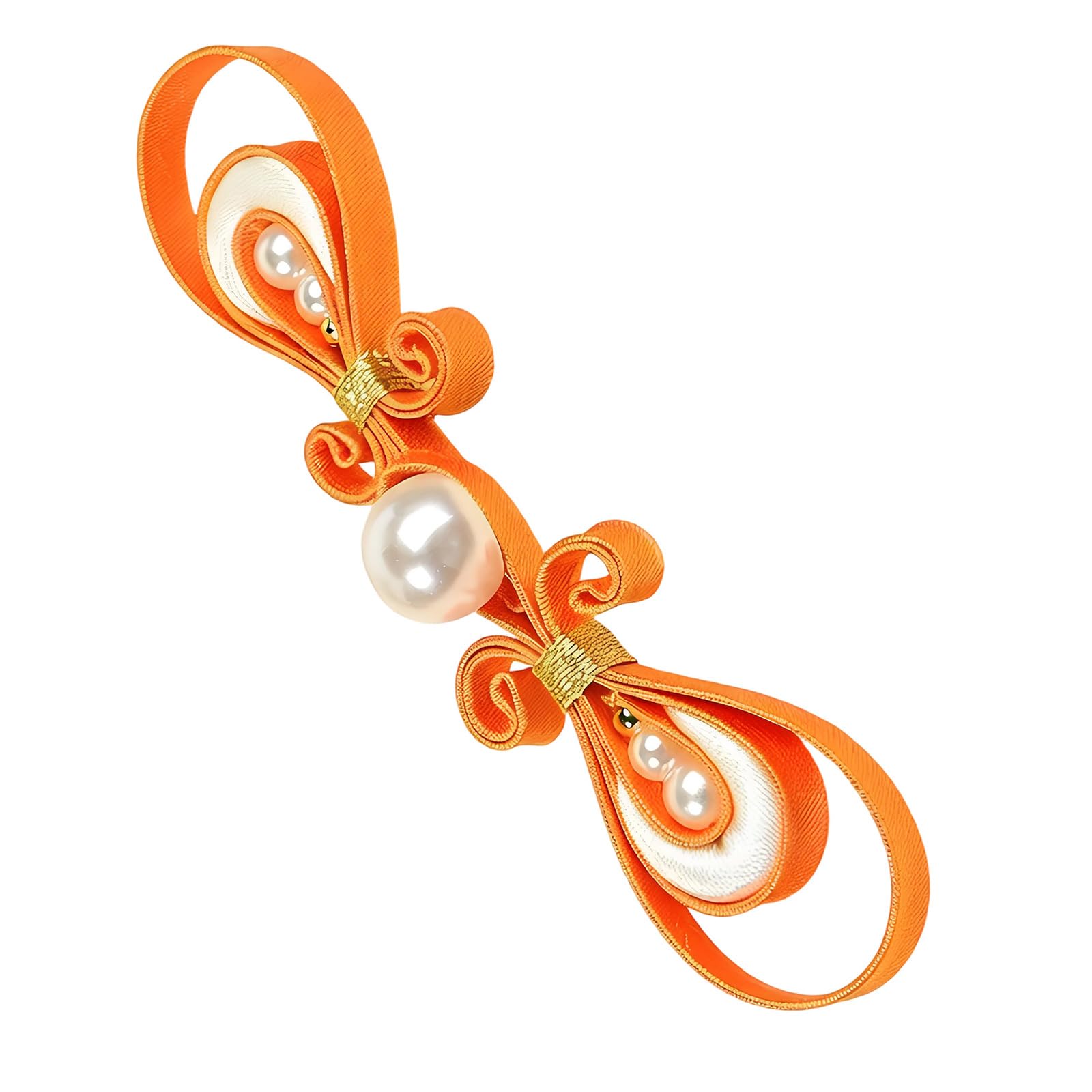 Buxuaaaa Ora Nge Chinese Satins Cloth Button Featuring Golden Pearls Accent For Garments Chinese Fashion Sewing Accessories