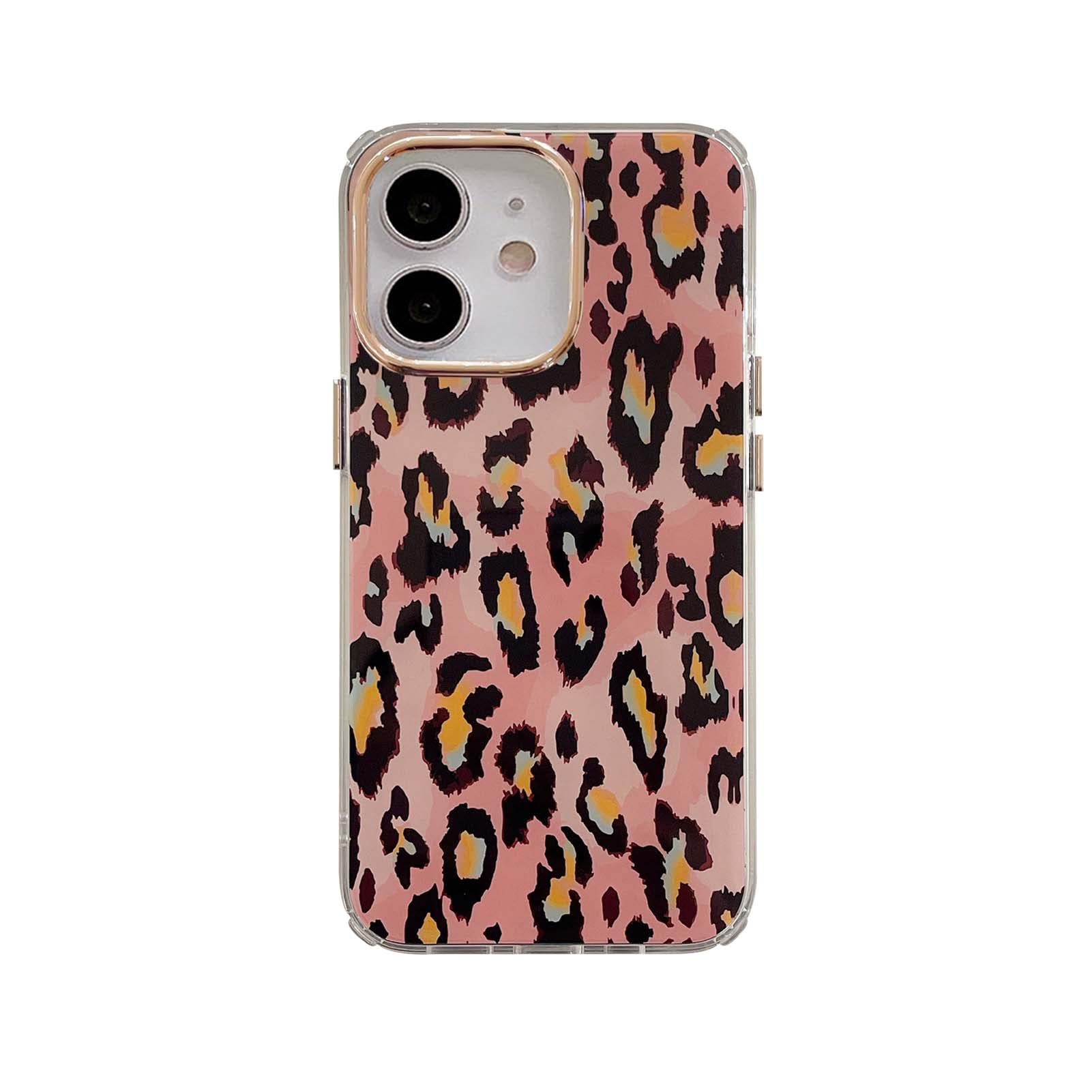 Compatible with iPhone 12/12 Pro Leopard Print Case,Cute Case for Girl Women Buffertech Shockproof TPU Bumper Clear Phone Cover Designed for iPhone 12 Pro 6.1Inch(Pink Leopard)