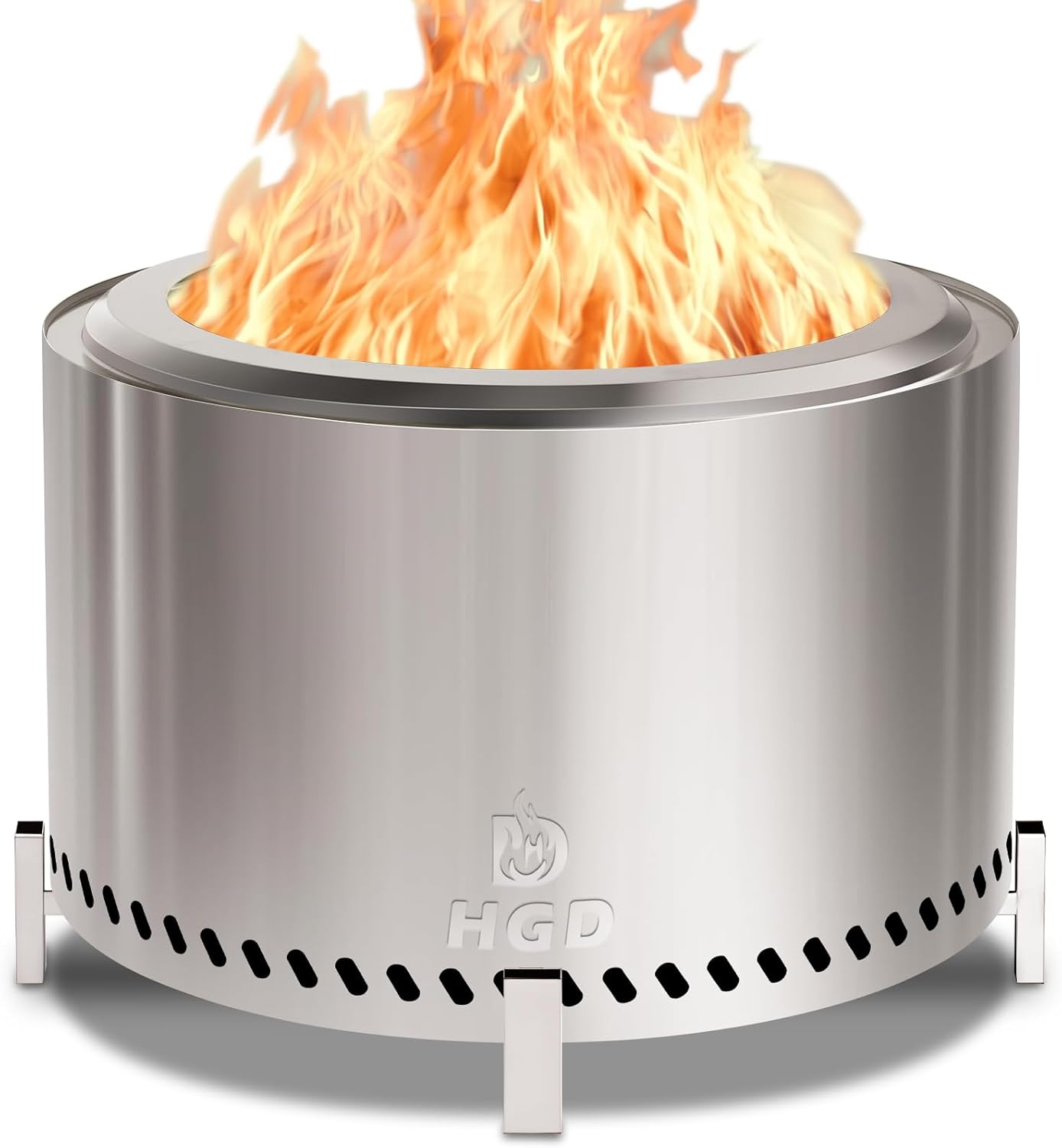 HGD 28 Inch Smokeless Fire Pit - Durable 304 Stainless Steel Wood Burning for Patio Garden Backyard