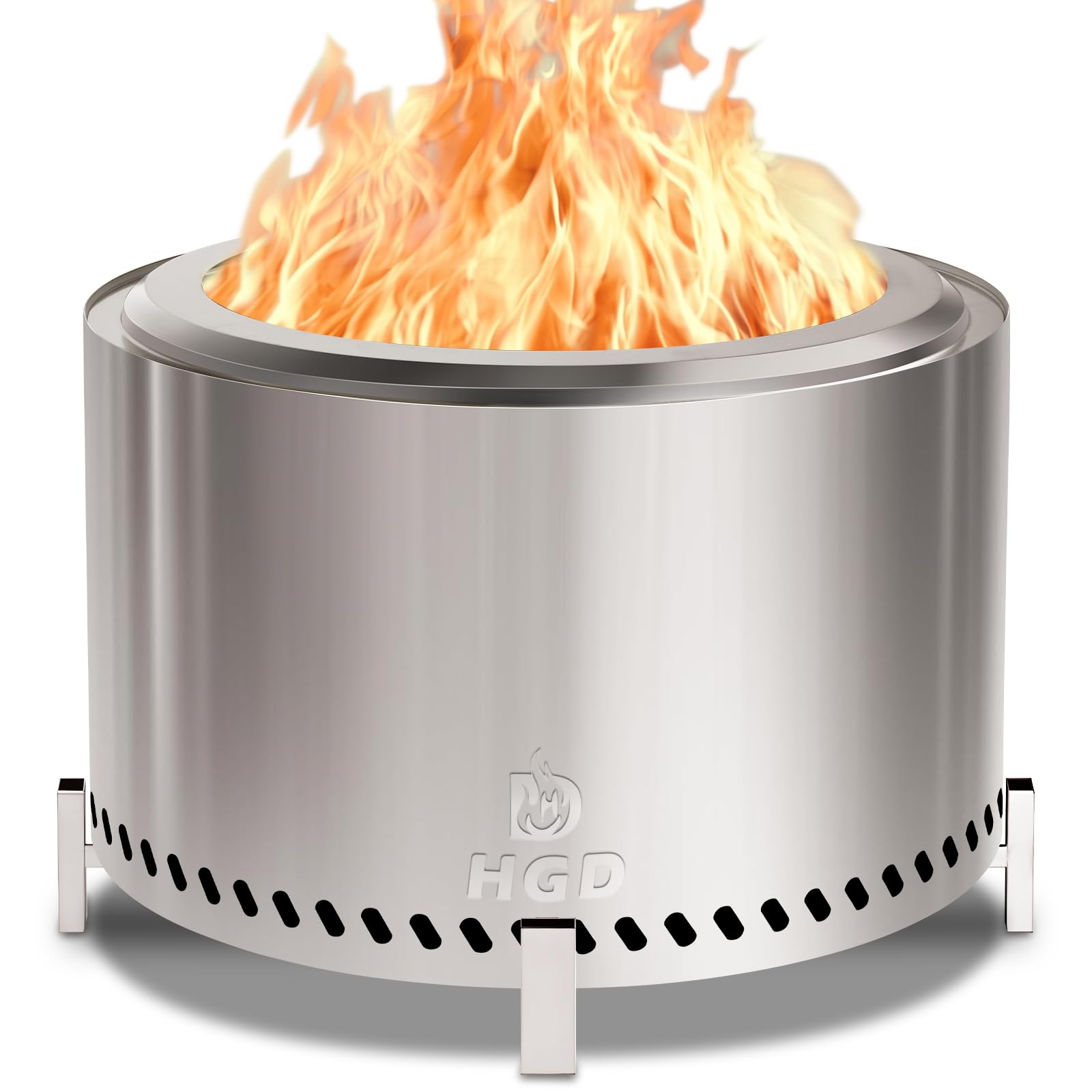 28 Inch Smokeless Firepit, Stainless Steel Fire Pit, Wood Burning Firepit for Patio Garden Picnic