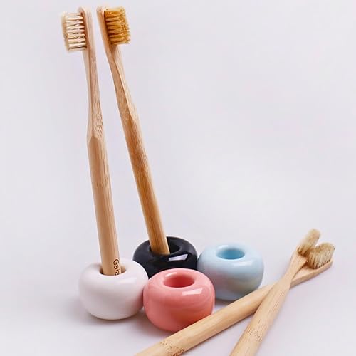 Miniatura 3 de Gaia Guy Cepillo de dientes de bambú de cerdas naturales (sin nailon, solo pelo de jabalí), cepillos de dientes de bambú y cerdas de jabalí