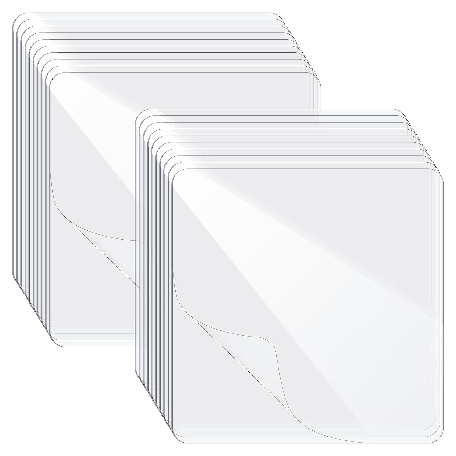 Shower Adhesive Strips, 20Pcs Clear Double Sided Adhesive Pads for Mounting, Waterproof Double Sided Sticker, Heavy Duty Square Washable Sticky Patch for DIY Craft Office Home(2.4 Inch & 2Inch)