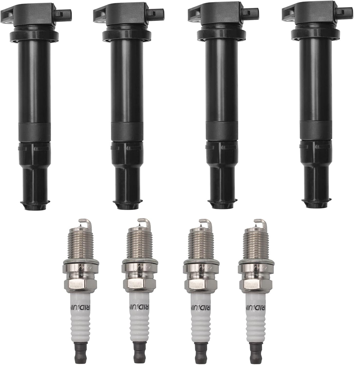 Iridium Spark Plug Ignition Coil Pack Set of 4 UF499 27301-26640 Compatible with Hyundai Kia Dodge Accent Rio Rio5 1.6L L4