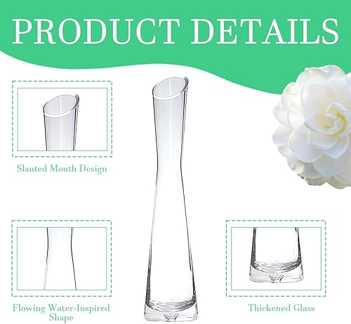 Miniatura 3 de Jarrón de vidrio soplado hecho a mano con forma de brote de cristal transparente pequeño, jarrón de cristal con base pesada, jarrón de flores de un