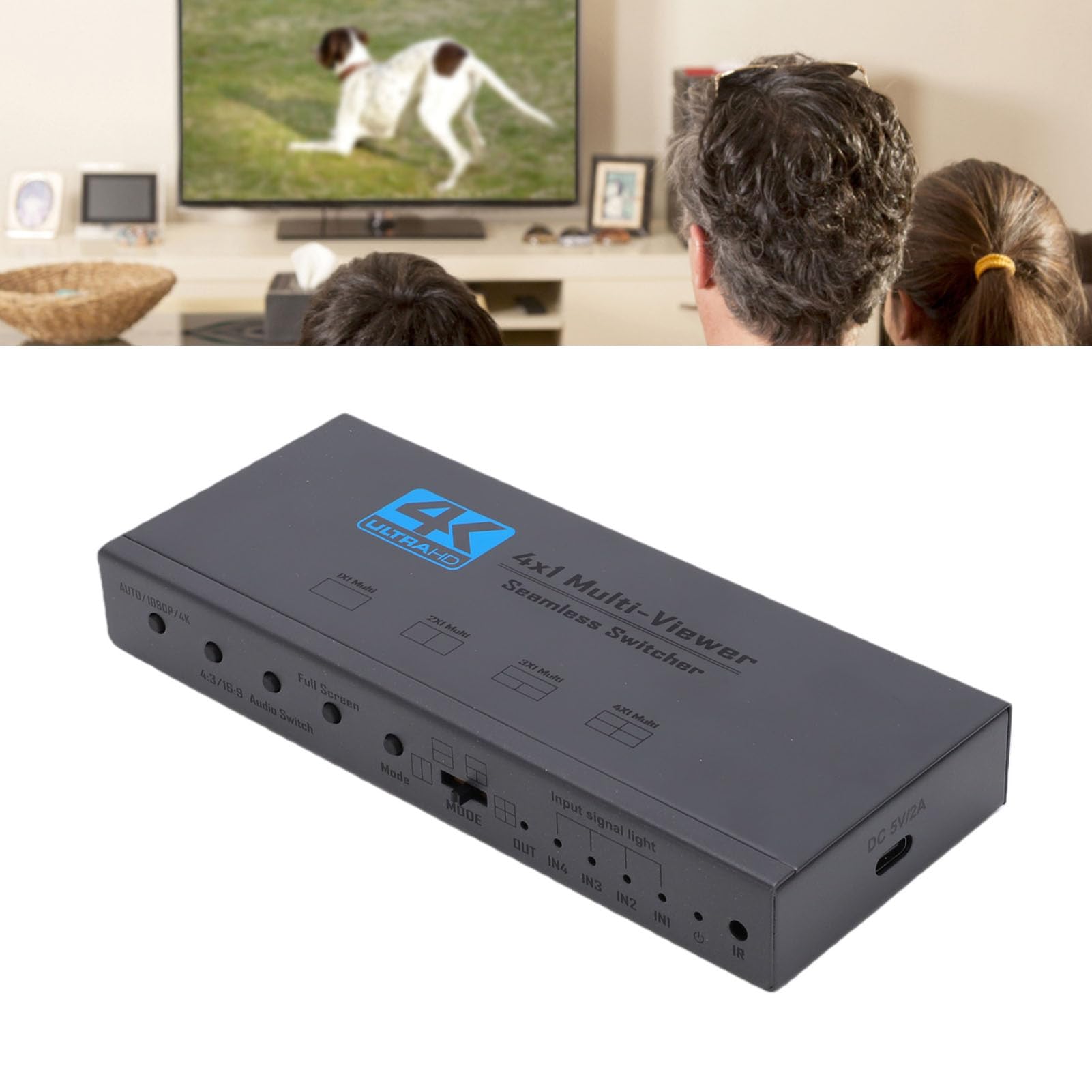 Bewinner 4x1 Multiviewer 4K 30Hz HDMI Bezszwowy do Transmisji na żywo