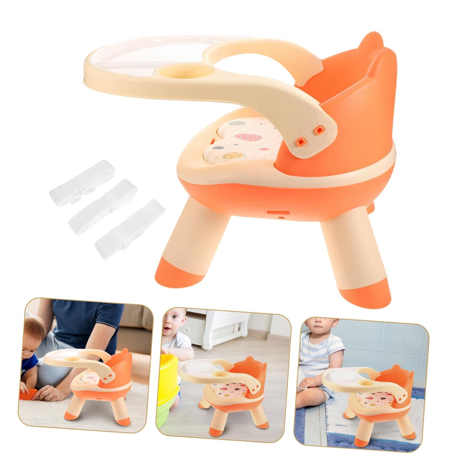Totority Portable Cartoon Dining Chair with Tray Multi-Functional Feeding Seat for Home and Travel Lightweight Design for Boys and Girls Dining and Homework to Assemble