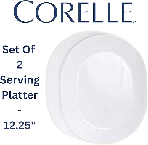Miniatura 2 de Corelle Plato para servir de 12-1/4 pulgadas, color blanco escarcha invernal, paquete de 2 con tazón de servir de 2 cuartos de galón, Winter Frost