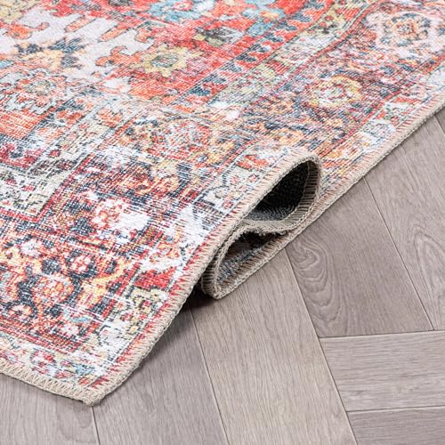 Rugshop Multi Transitional Distressed Runner Rug — Machine Washable & Non‑Slip, 2'6"x10' for Hallway, Entryway and Kitchen