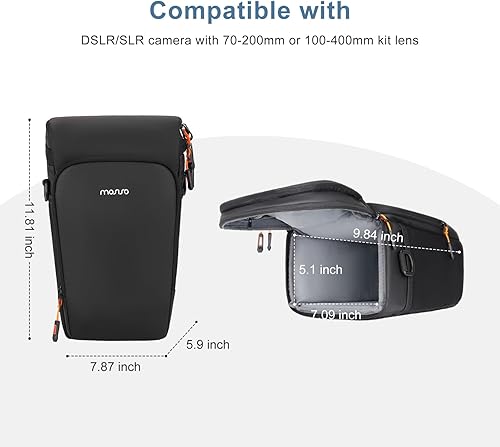 Miniatura 2 de MOSISO Bolsa para cámara, bolsa de hombro cruzada de acceso superior para cámaras DSLR SLR SLR con kit de lentes, funda acolchada para cámara con