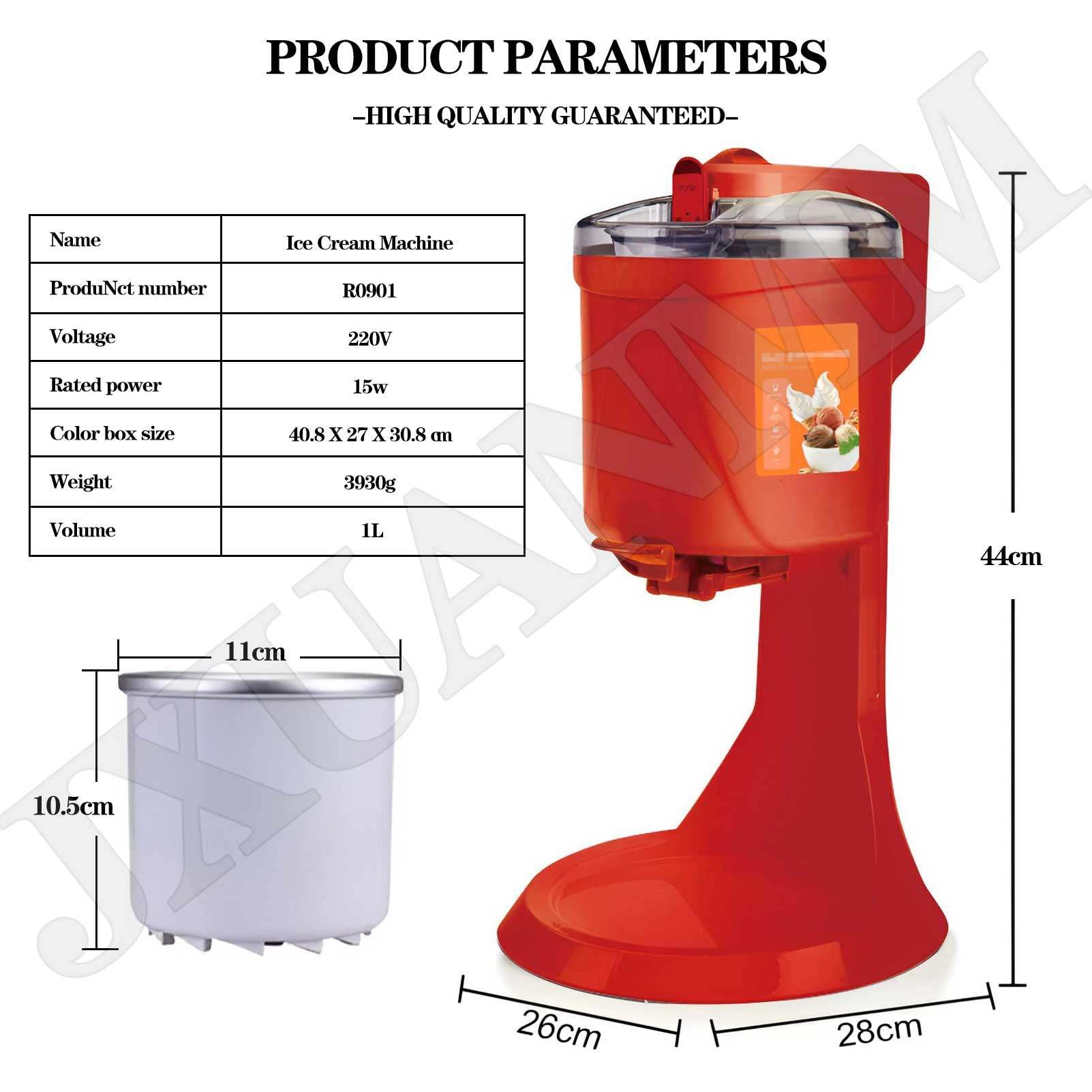 Máquina para hacer helados, batidora para helados de yogur helado, batidora para helados de malteada, máquina para hacer helados en espiral, inicio con un clic, 1 l, 220 V,Red