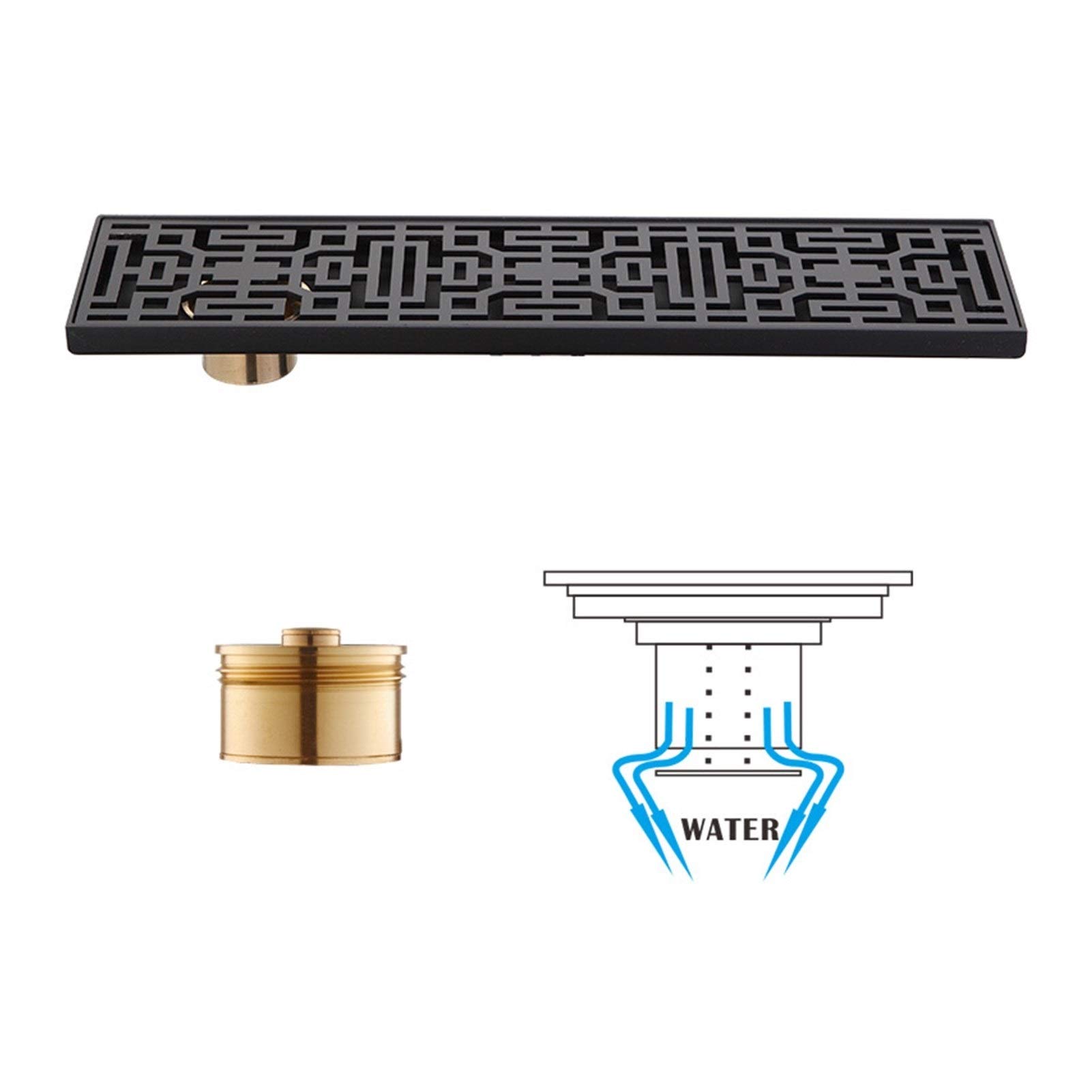 Bodenablauf Edelstahl Abnehmbarer Badezimmer Grille Dusche-Abfluss-Fußboden-Abfluss-Trap-Abfall Gitter Sieb Schwarz(C)