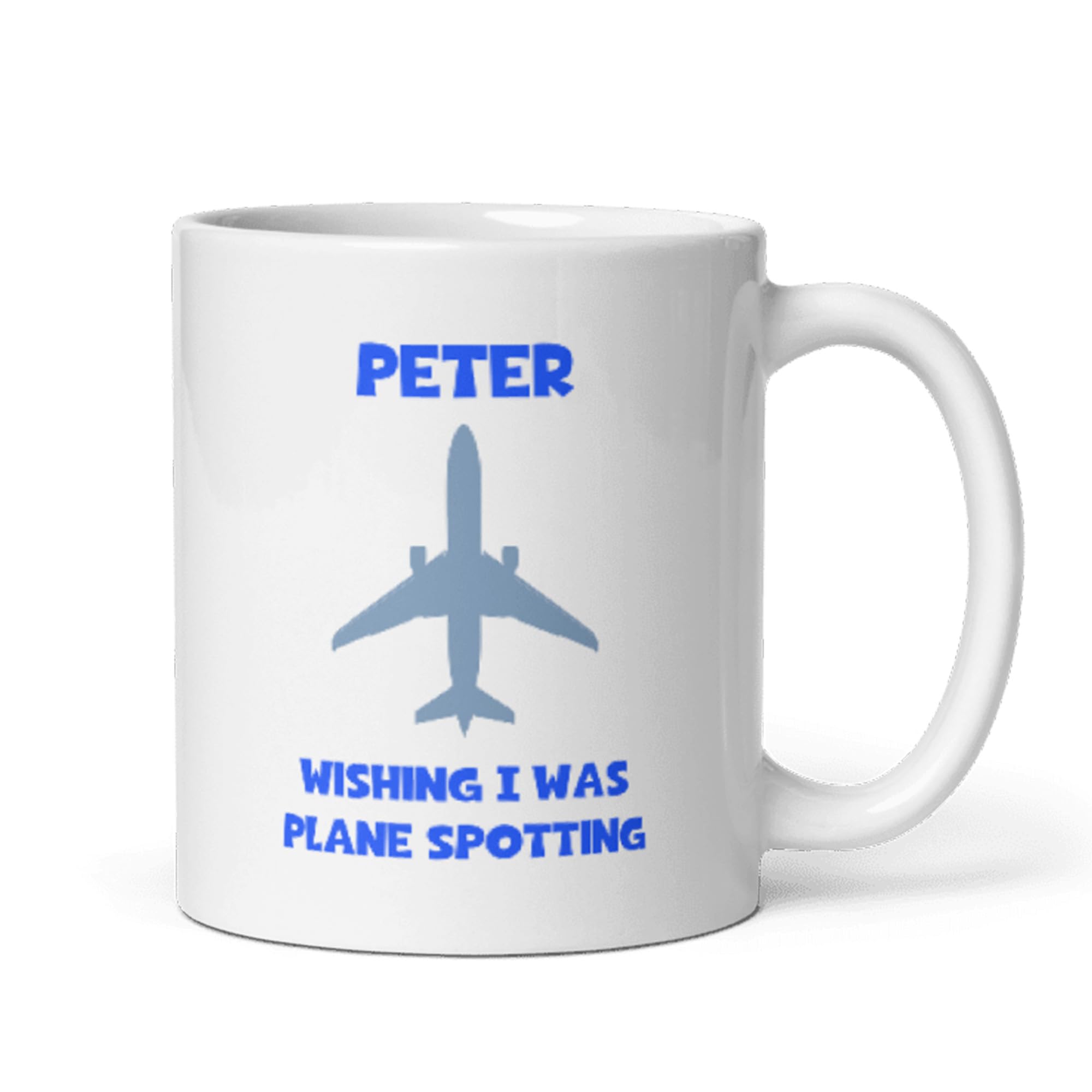 Confidently Quirky - Personalised Wishing I Was Plane Spotting White Mug, Funny Plane Secret Santa, Pilot Joke Mug, Loves Planes Birthday Mug