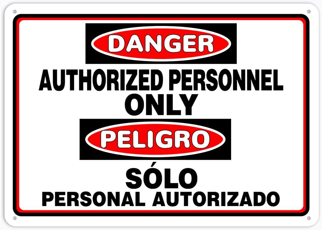 8"x12" Tin Metal Sign - Danger Authorized Personnel Only - Decorative Plate For Shop, Yard, Garage, Outdoor Wall