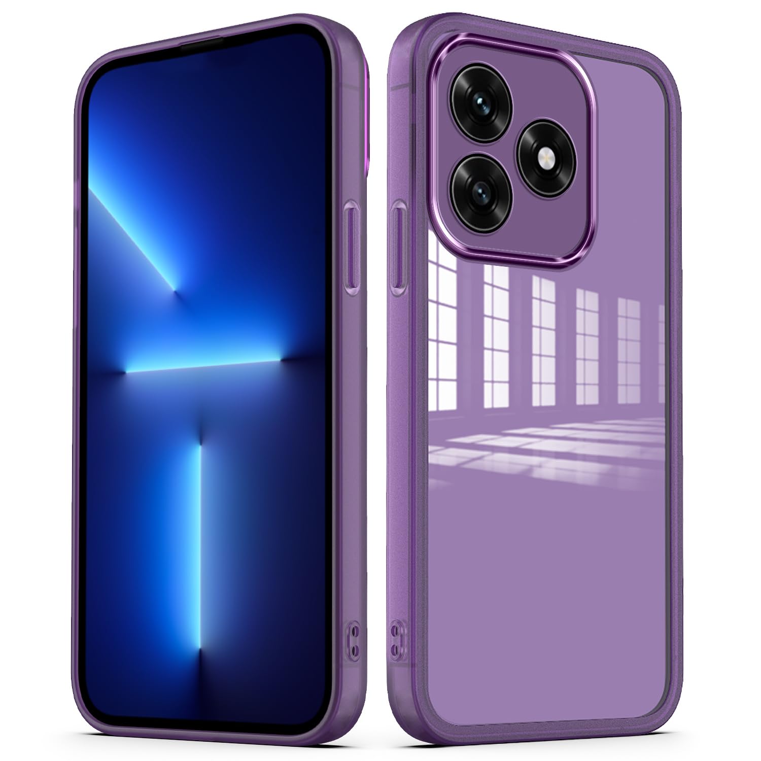 YUXING Cover per Honor X5C Plus Custodia Trasparente con Pellicola Protettiva Lenti Morbida Ultra Sottile Antiurto Bumper Slim Case - Viola