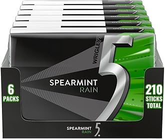 Spearmint Rain Sugar-Free, Chewing Gum, 35-Stick Pack, 6 Packs, Spearmint Rain