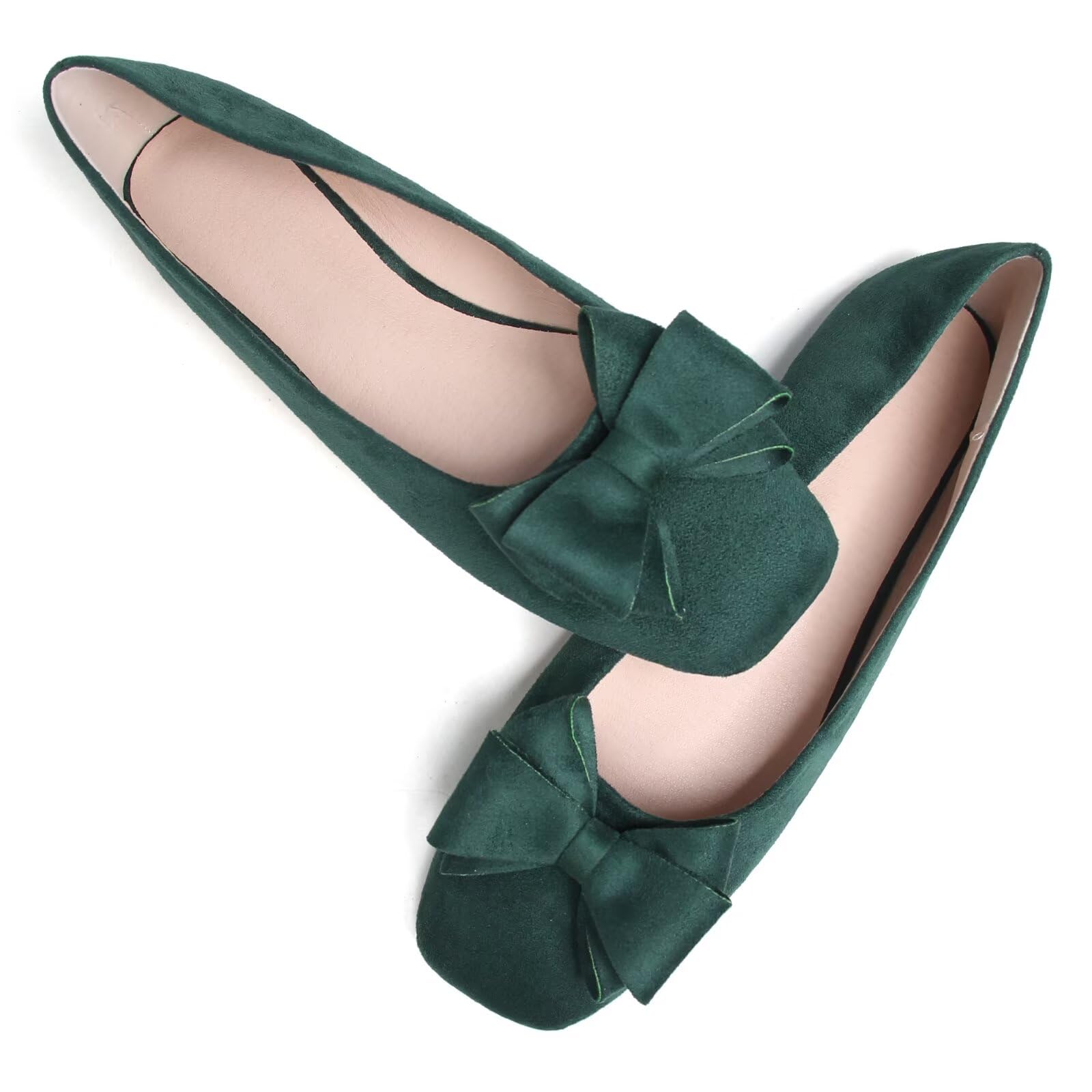 WENJIAZHIZHI Womens Square Toe Ballet Flats Bow-Knot Slip-Ons Dressy Bowtie Casual Comfortable Wear to Work Loafers