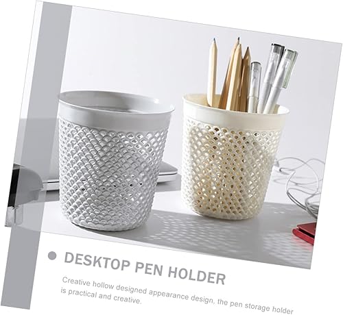 Miniatura 9 de STOBOK 6 piezas de escritorio para brochas de maquillaje para bolígrafo, contenedor hueco, cestas de almacenamiento de plástico para oficina, hogar,