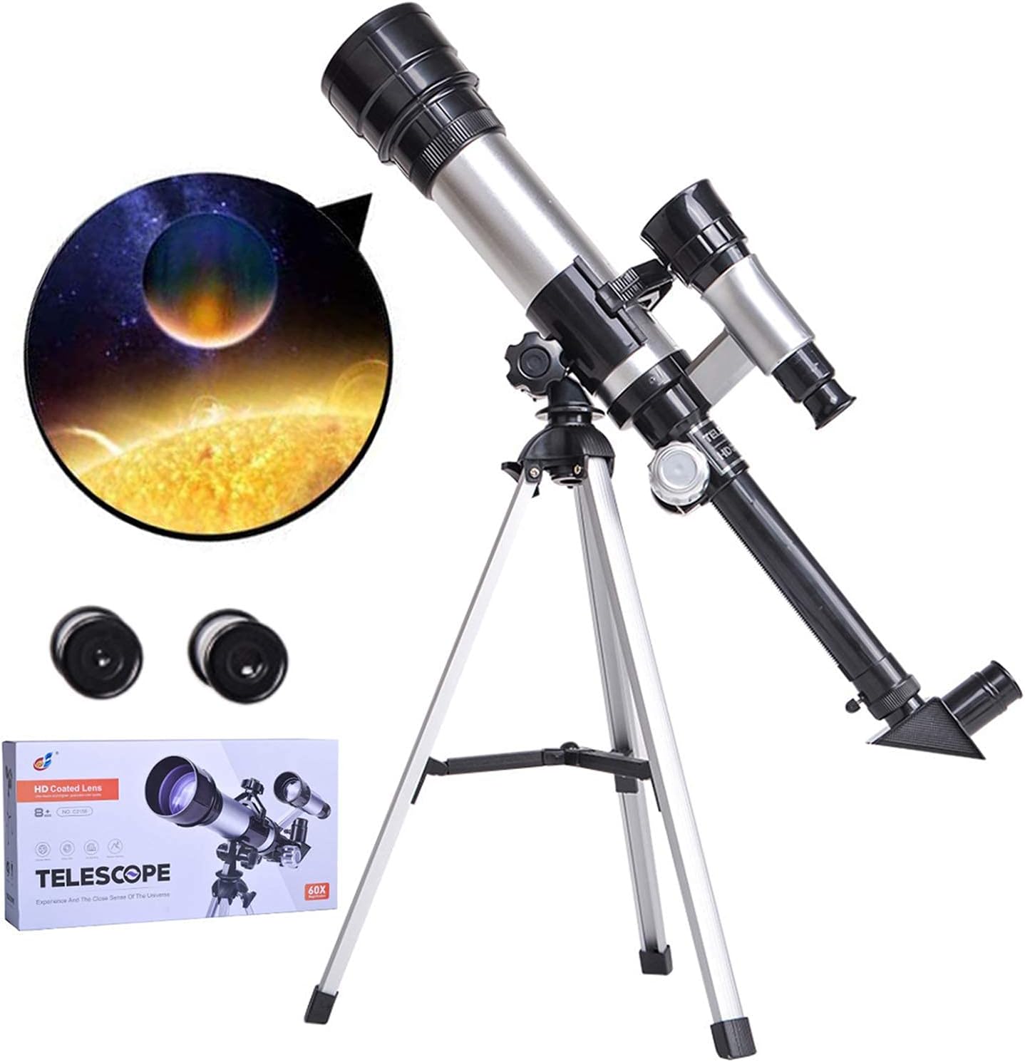 Monocular Telescope Telescope for Astronomy 50mm HD Refractor Telescope Beginners and Kids with Adjustable Tripod and Finder Scope Perfect for Children Educational and Gift