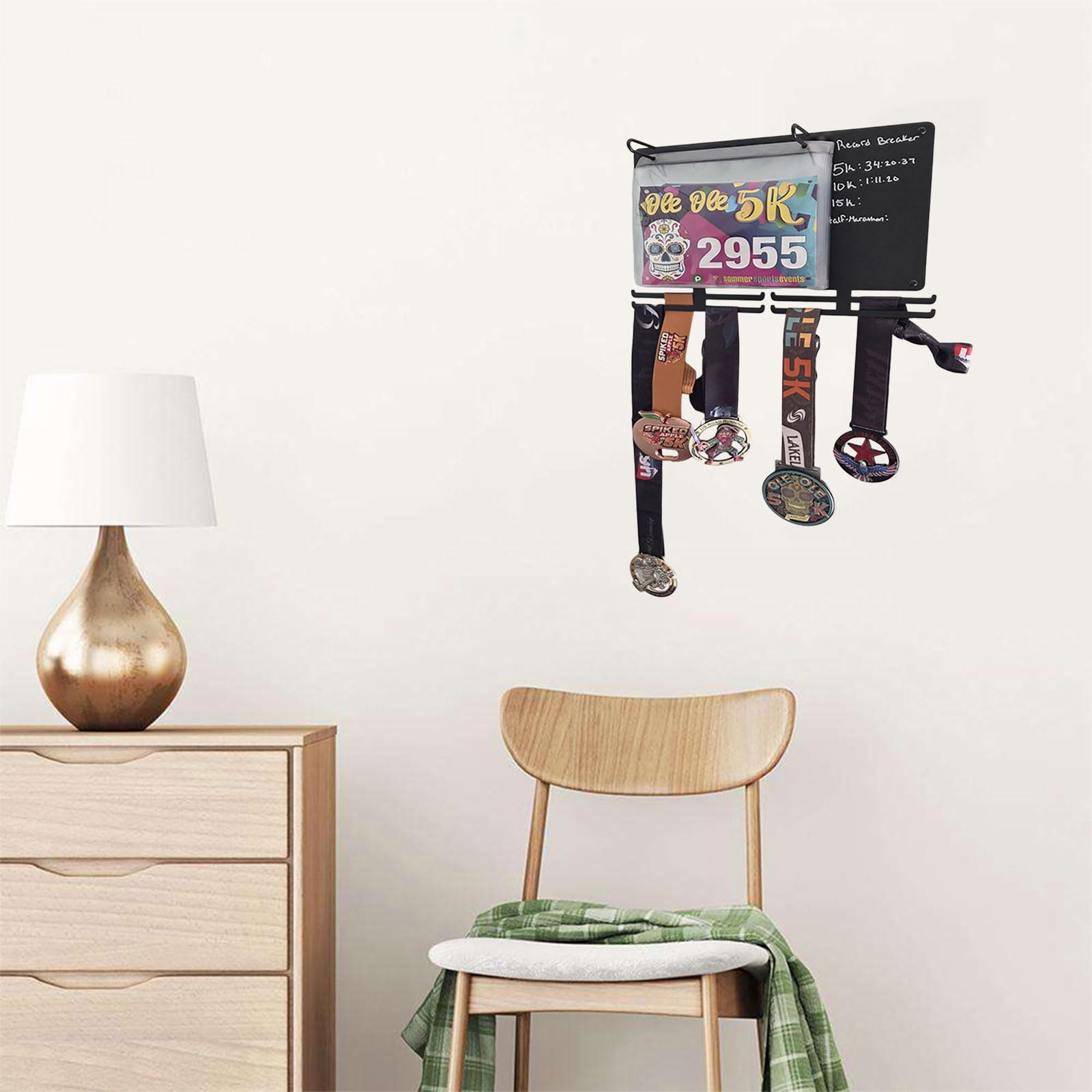 Expositor de pared multifuncional para logros deportivos para medallas, matrículas, colgador de acero al carbono, montaje en pared, medallas