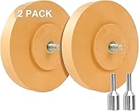 Vista 1 de Paquete de 2 borradores de calcomanías para rueda, removedor de adhesivo de rueda con adaptador, rueda de goma de 4 pulgadas para taladro, cinta