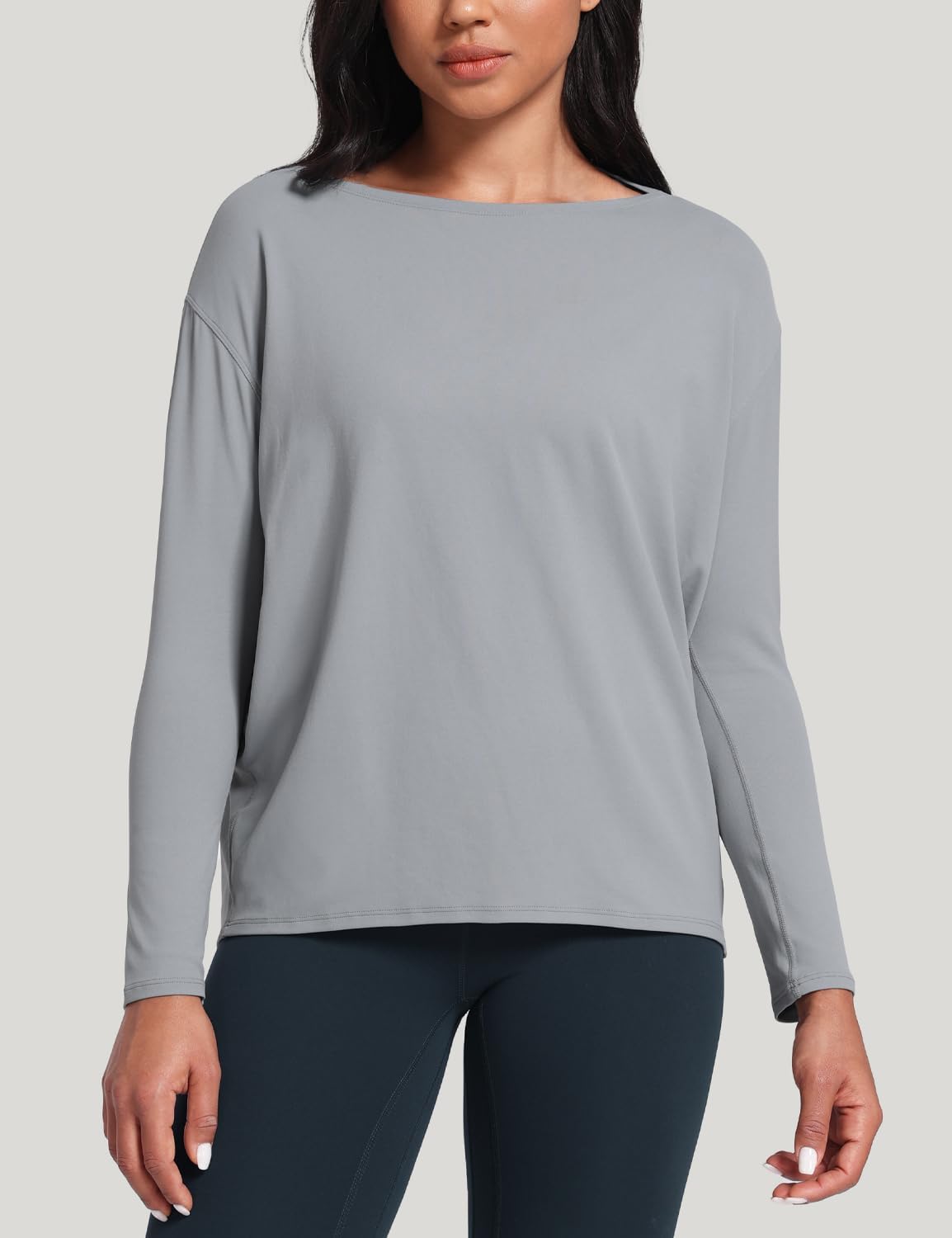HeyNuts Long Sleeve Workout Shirts for Women Boat Neck Yoga Tops Loose Fit Soft Casual Shirts - Image 2
