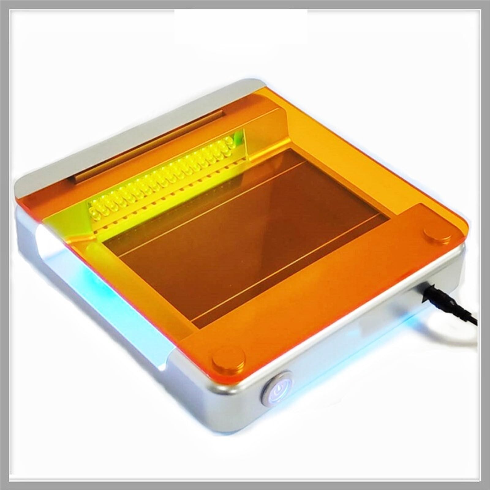 Transiluminator niebieskiego światła do elektroforezy żelowej, długość fali 470 nm, maksymalny rozmiar żelu 160 x 100 mm, światło LED do dokładnej obserwacji i obrazowania