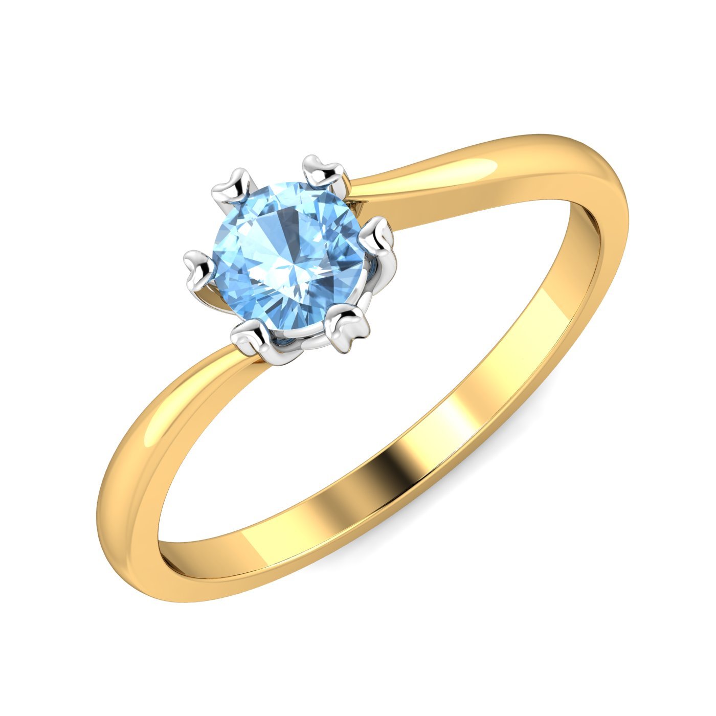 14KT Yellow Gold Classic Aquamarine Ring for Women-image-34