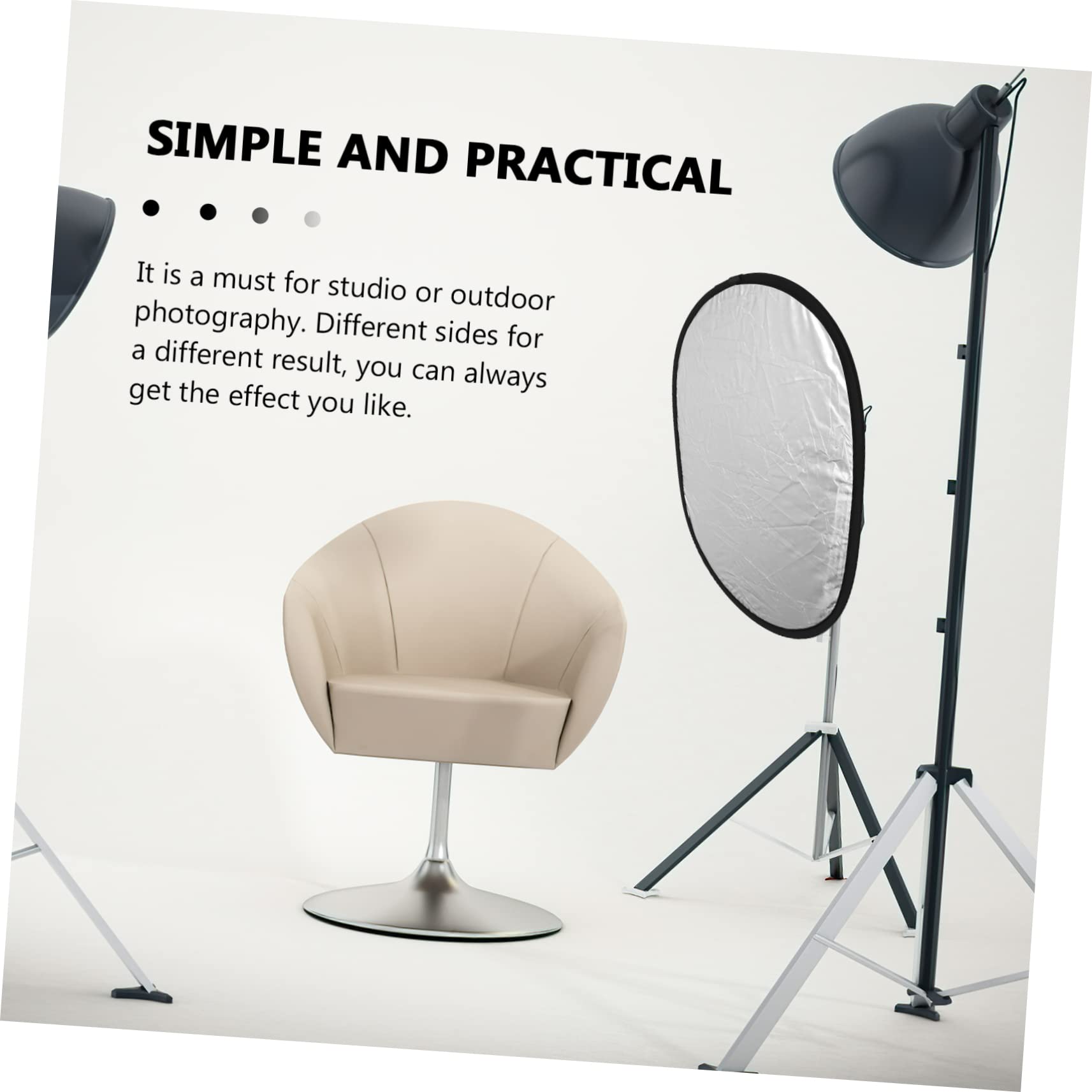 HOMSFOU Photography Reflector for 2-in-1 Collapsible Oval Light Diffuser Reflecting Light Photography Accessory