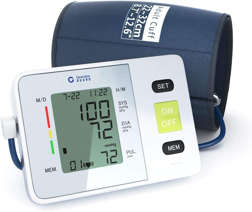 Clinical Arm - Monitor de presión arterial ajustable en la parte superior del brazo, monitor de presión arterial en casa, pantalla grande, estuche portátil, latido cardíaco irregular, puño BP automático Colombia