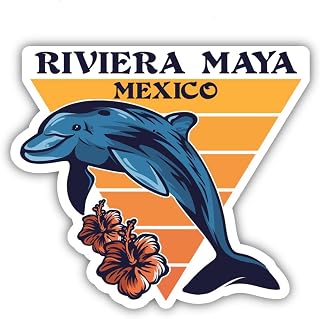 Riviera Maya Mexico Beach Souvenir Vinyl Decal Sticker Dolphin Design 3 Inch