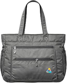 MORK MEILI Black Fabric Handbag Tote with Multiple Zip Pockets and Shoulder Handles Price In India
