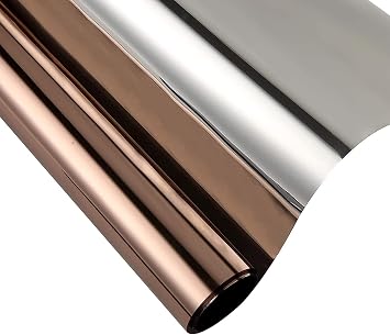 SW Window Privacy Film One Way Mirror Reflective Glass Film Heat Control Anti UV Adhesive Film for Home and Office Windows, Brown Silver