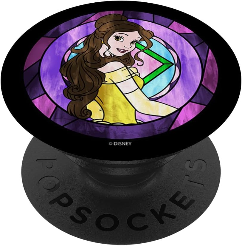 Disney Beauty and The Beast Belle Pose Neon Stained Glass PopSockets PopWallet for MagSafe