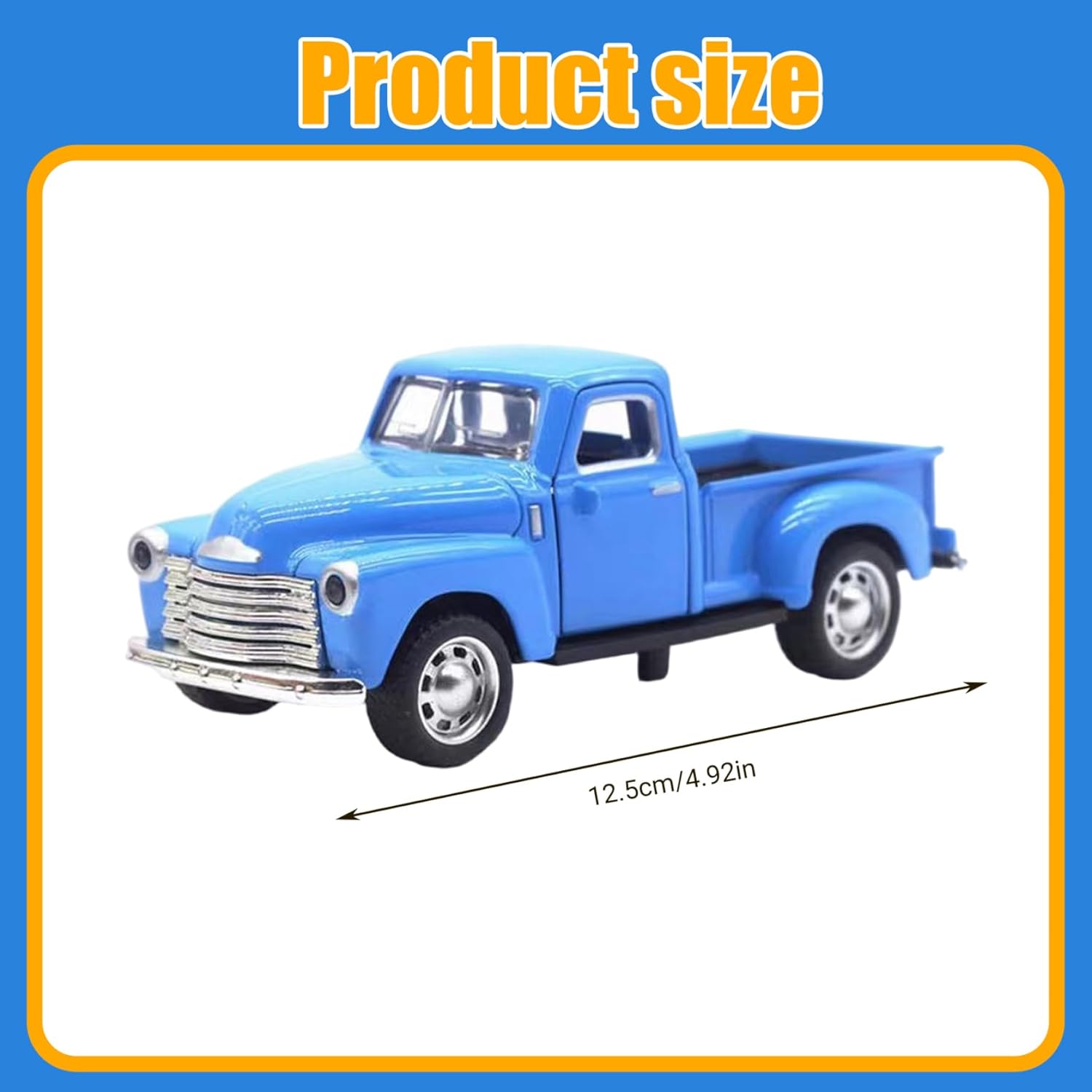 Little Blue Truck Toy Pull Back Vintage Toy Pickup Truck with Opening Door Alloy Small Model Cars for Home Desk Cabinet Bookshelf
