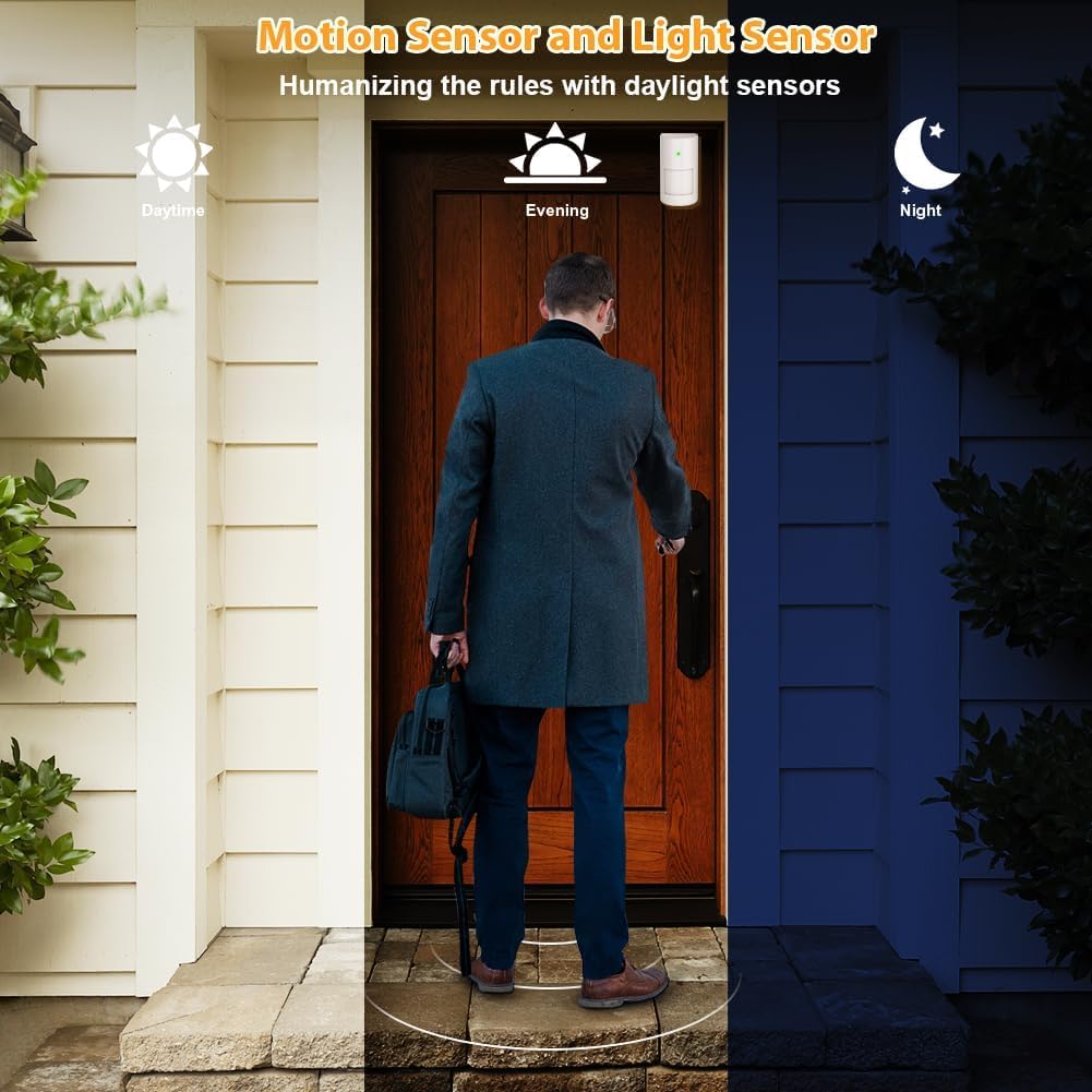 ASOFTY 2 Pack Motion Sensor Switch with Outlet, PIR Wireless Motion Sensor Plug with Light Sensor, Adjustable Sensitivity, IP54 Waterproof, Auto Activated Lights and Devices for Indoor/Outdoor