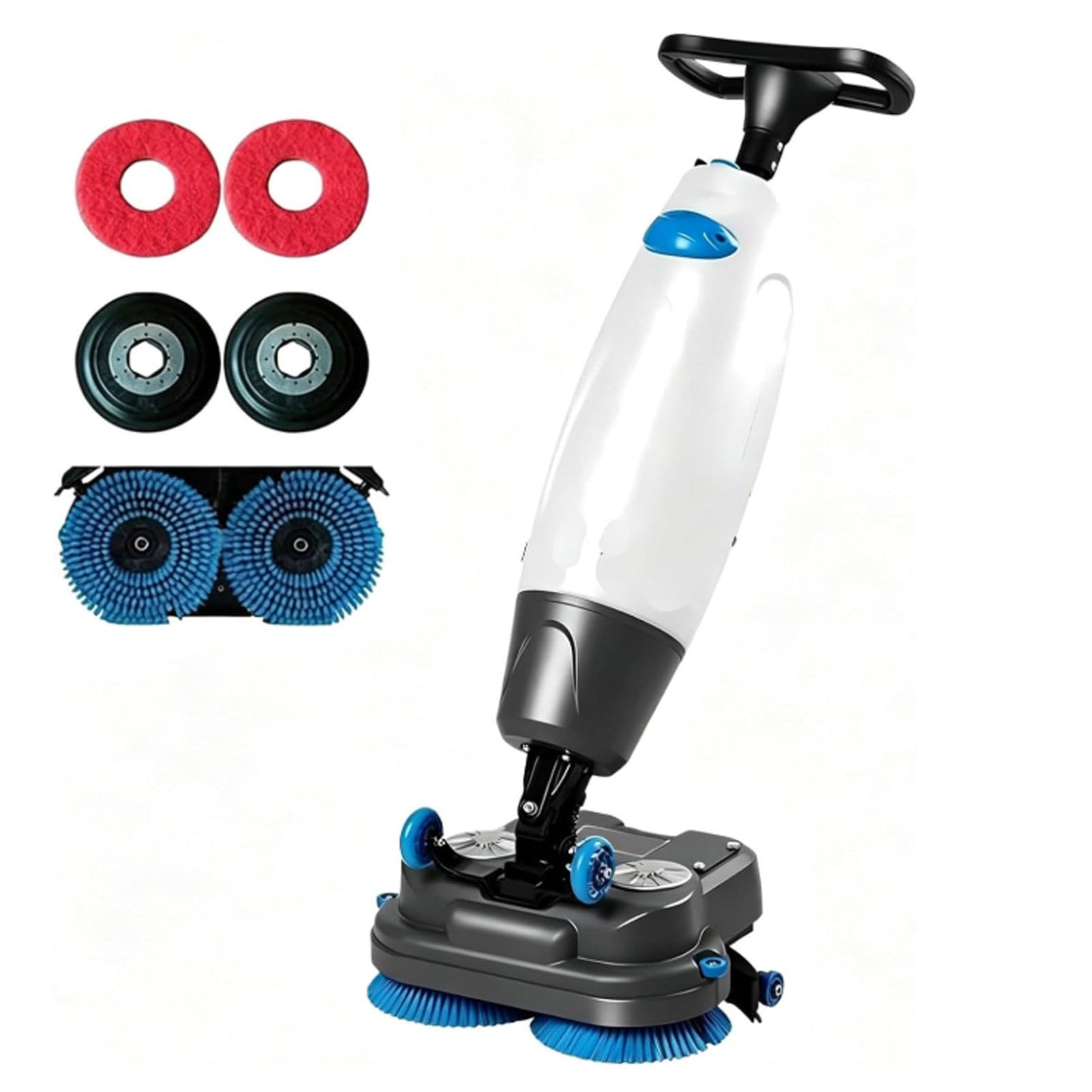 Hydravex White Walk Behind Floor Scrubber Dryer, 2X250w Brush Power & 4.5L+7.5L Dual Tanks, Coverage 13000 Sqft/H, Lightweight Electric Floor Cleaner For Wooden Floors, Tiles, Terrazzo, Marble, Cement Floors