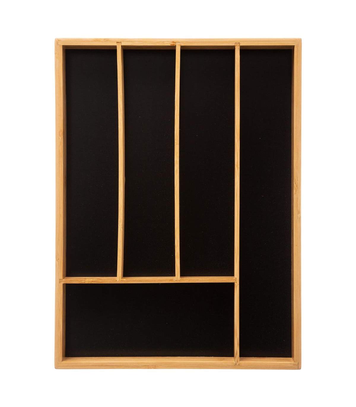 Range Posate in bambù – Organizer per cassetti da cucina a 5 scomparti – resistente e sostenibile ecologico (34 x 25 x 4 cm)
