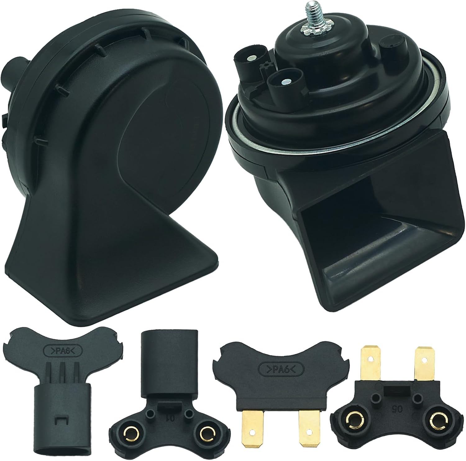 NEOGET Car Horns Compatible with Mercedes Benz, Multifunction 12V Loud Plug and Play Waterproof High Low 2 Tone Horn Kit (Replacement for Benz)